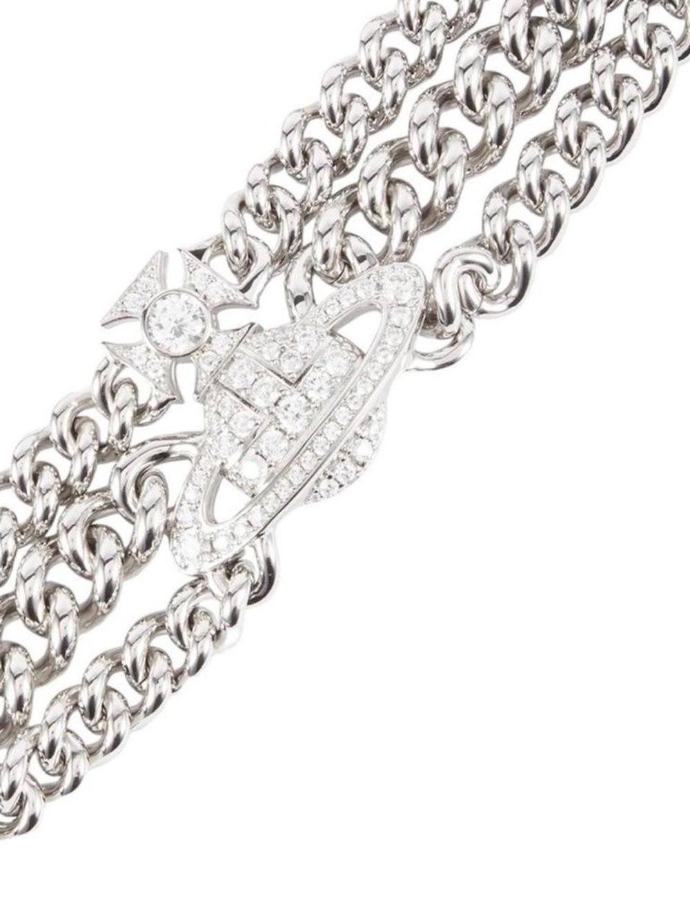 Vivienne Westwood Graziela Orb Multi Chain Choker Necklace Silver Tone Crystal - Picture 7 of 9